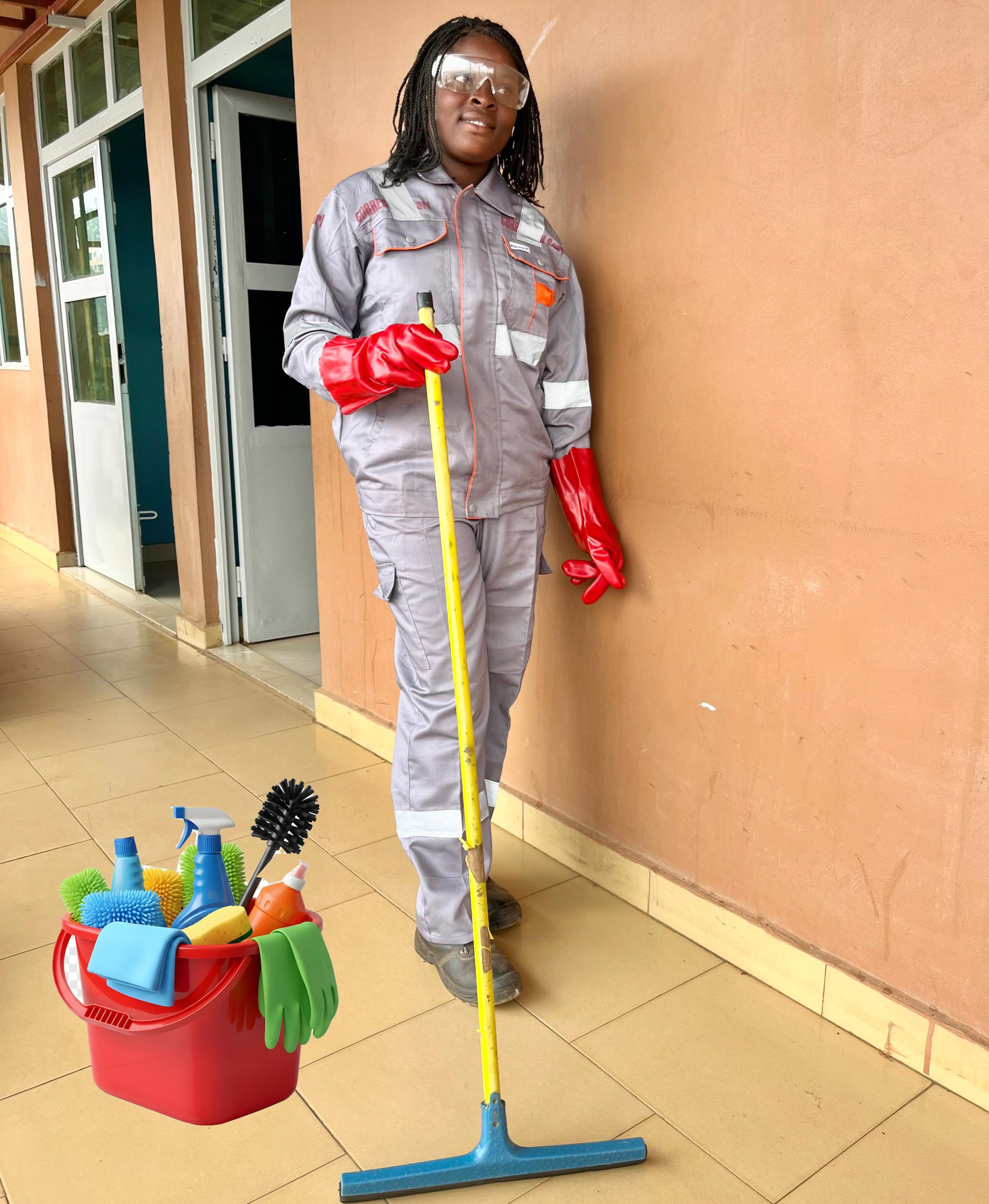 Professional cleaning staff at work